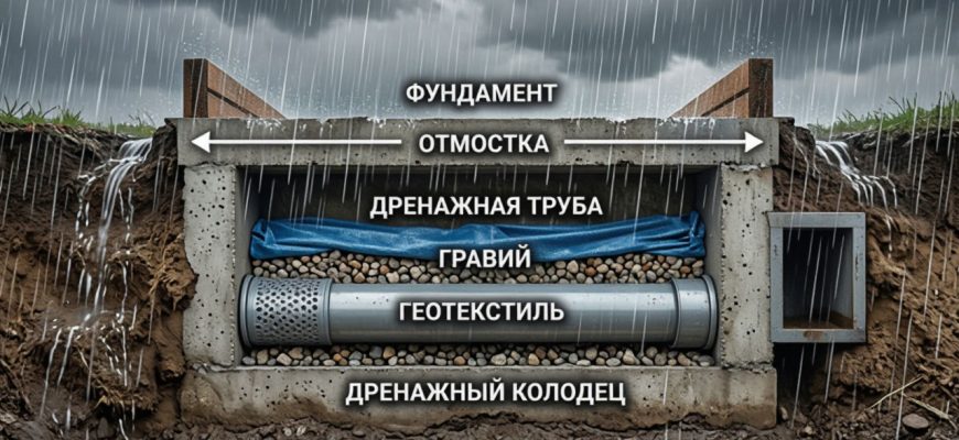 как дренаж продлевает жизнь отмостки и фундамента